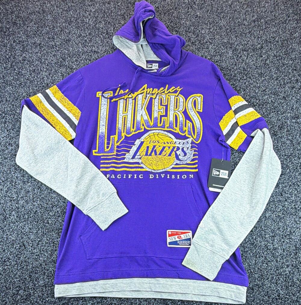New Era Los Angeles Lakers Hoodie Men’s S Purple Gray NBA NWT